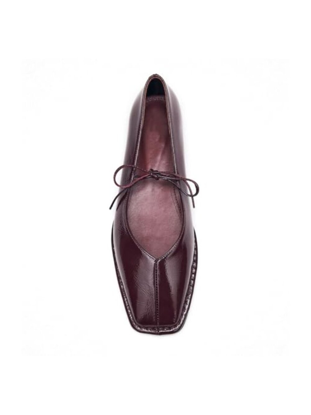 Lace Up Ballet Flats Faux Leather Square Toe Slip On Ballerina Shoes
